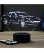 Lampe illusion 3D en verre acrylique gravée au laser représentant une voiture Fiat 850 Lombardi 1971.