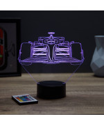 Lampe illusion 3D en verre acrylique gravée au laser représentant une formule vue de face.