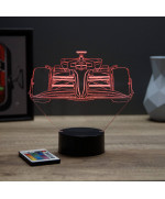 Lampe illusion 3D en verre acrylique gravée au laser représentant une formule vue de face.