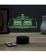 Lampe illusion 3D en verre acrylique gravée au laser représentant une formule vue de face.