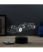 Lampe illusion 3D en verre acrylique gravée au laser représentant une formule vue de profil.