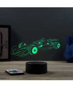 Lampe illusion 3D en verre acrylique gravée au laser représentant une formule vue de profil.