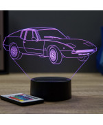 Lampe illusion 3D en verre acrylique gravée au laser représentant une voiture Fiat 850 Lombardi 1971.