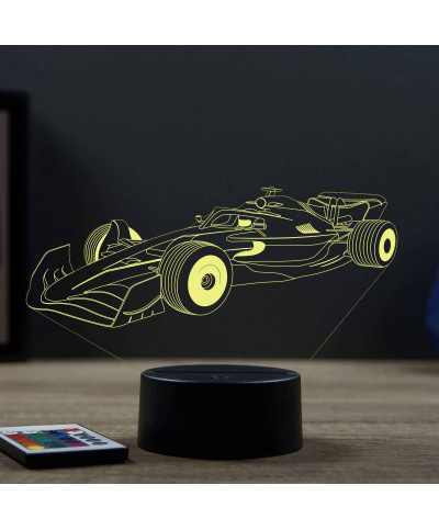 Lampe illusion 3D en verre acrylique gravée au laser représentant une formule vue de profil.