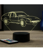 Lampe illusion 3D en verre acrylique gravée au laser représentant une voiture Fiat 850 Lombardi 1971.