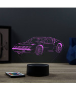 Lampe illusion 3D en verre acrylique gravée au laser représentant une voiture Alpine Renault A310 4 cylindres.