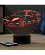 Lampe illusion 3D en verre acrylique gravée au laser représentant une voiture Citroën C6.