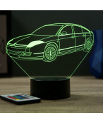 Lampe illusion 3D en verre acrylique gravée au laser représentant une voiture Citroën C6.