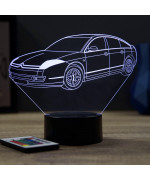 Lampe illusion 3D en verre acrylique gravée au laser représentant une voiture Citroën C6.