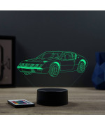 Lampe illusion 3D en verre acrylique gravée au laser représentant une voiture Alpine Renault A310 4 cylindres.