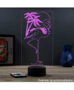Lampe illusion 3D en verre acrylique gravée au laser représentant un Flamand Rose.