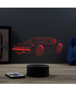 Lampe illusion 3D en verre acrylique gravée au laser représentant une voiture Alpine Renault A310 4 cylindres.