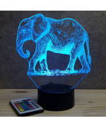 Lampe illusion 3D en verre acrylique gravée au laser représentant un Eléphant.