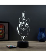 Lampe illusion 3D en verre acrylique gravée au laser représentant un Chat.