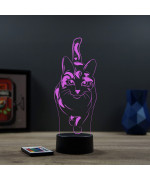 Lampe illusion 3D en verre acrylique gravée au laser représentant un Chat.