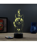 Lampe illusion 3D en verre acrylique gravée au laser représentant un Chat.
