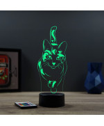 Lampe illusion 3D en verre acrylique gravée au laser représentant un Chat.