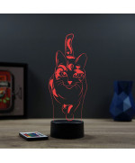 Lampe illusion 3D en verre acrylique gravée au laser représentant un Chat.