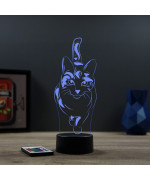 Lampe illusion 3D en verre acrylique gravée au laser représentant un Chat.