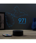 Lampe illusion 3D en verre acrylique gravée au laser représentant une carte de la Guadeloupe.