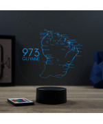 Lampe illusion 3D en verre acrylique gravée au laser représentant une carte de la Guyane.