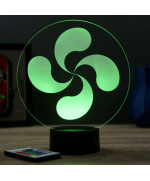 Lampe illusion 3D en verre acrylique gravée au laser représentant une croix basque.