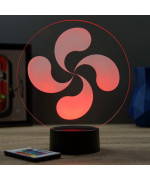 Lampe illusion 3D en verre acrylique gravée au laser représentant une croix basque.
