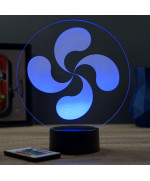 Lampe illusion 3D en verre acrylique gravée au laser représentant une croix basque.