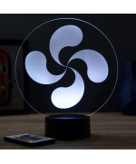 Lampe illusion 3D en verre acrylique gravée au laser représentant une croix basque.
