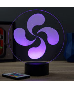 Lampe illusion 3D en verre acrylique gravée au laser représentant une croix basque.