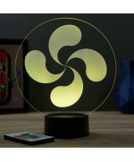 Lampe illusion 3D en verre acrylique gravée au laser représentant une croix basque.