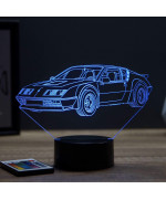 Lampe illusion 3D en verre acrylique gravée au laser représentant une voiture Alpine Renault A310 6 cylindres.