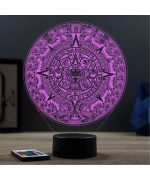 Lampe illusion 3D en verre acrylique gravée au laser représentant le calendrier Maya.