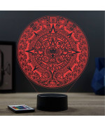 Lampe illusion 3D en verre acrylique gravée au laser représentant le calendrier Maya.