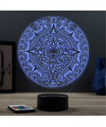 Lampe illusion 3D en verre acrylique gravée au laser représentant le calendrier Maya.