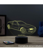 Lampe illusion 3D en verre acrylique gravée au laser représentant une voiture Honda Prélude phase 4.