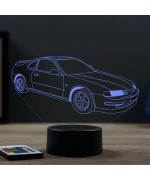 Lampe illusion 3D en verre acrylique gravée au laser représentant une voiture Honda Prélude phase 4.