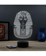 Lampe illusion 3D en verre acrylique gravée au laser représentant le masque funéraire de Toutankhamon.