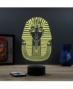 Lampe illusion 3D en verre acrylique gravée au laser représentant le masque funéraire de Toutankhamon.