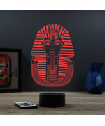 Lampe illusion 3D en verre acrylique gravée au laser représentant le masque funéraire de Toutankhamon.