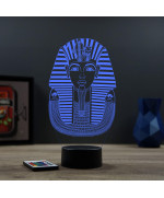 Lampe illusion 3D en verre acrylique gravée au laser représentant le masque funéraire de Toutankhamon.