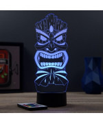 Lampe illusion 3D en verre acrylique gravée au laser représentant un Tiki Polynésien.