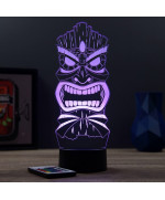 Lampe illusion 3D en verre acrylique gravée au laser représentant un Tiki Polynésien.