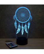 Lampe illusion 3D en verre acrylique gravée au laser représentant un Attrape rêve.