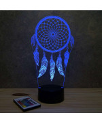 Lampe illusion 3D en verre acrylique gravée au laser représentant un Attrape rêve.