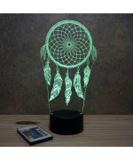 Lampe illusion 3D en verre acrylique gravée au laser représentant un Attrape rêve.
