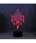 Lampe illusion 3D en verre acrylique gravée au laser représentant un Attrape rêve.
