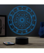Lampe illusion 3D en verre acrylique gravée au laser représentant un mandala.