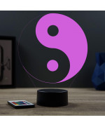 Lampe illusion 3D en verre acrylique gravée au laser représentant un Yin Yang.