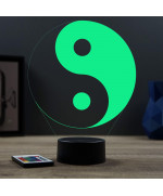 Lampe illusion 3D en verre acrylique gravée au laser représentant un Yin Yang.